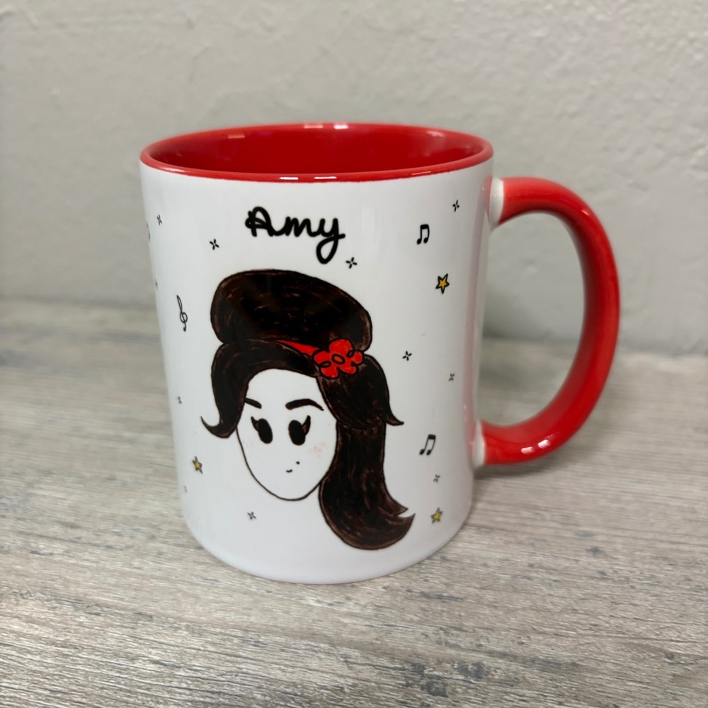 To Home From London Amy Winehouse Ceramic Mug Red White Handcrafted UK